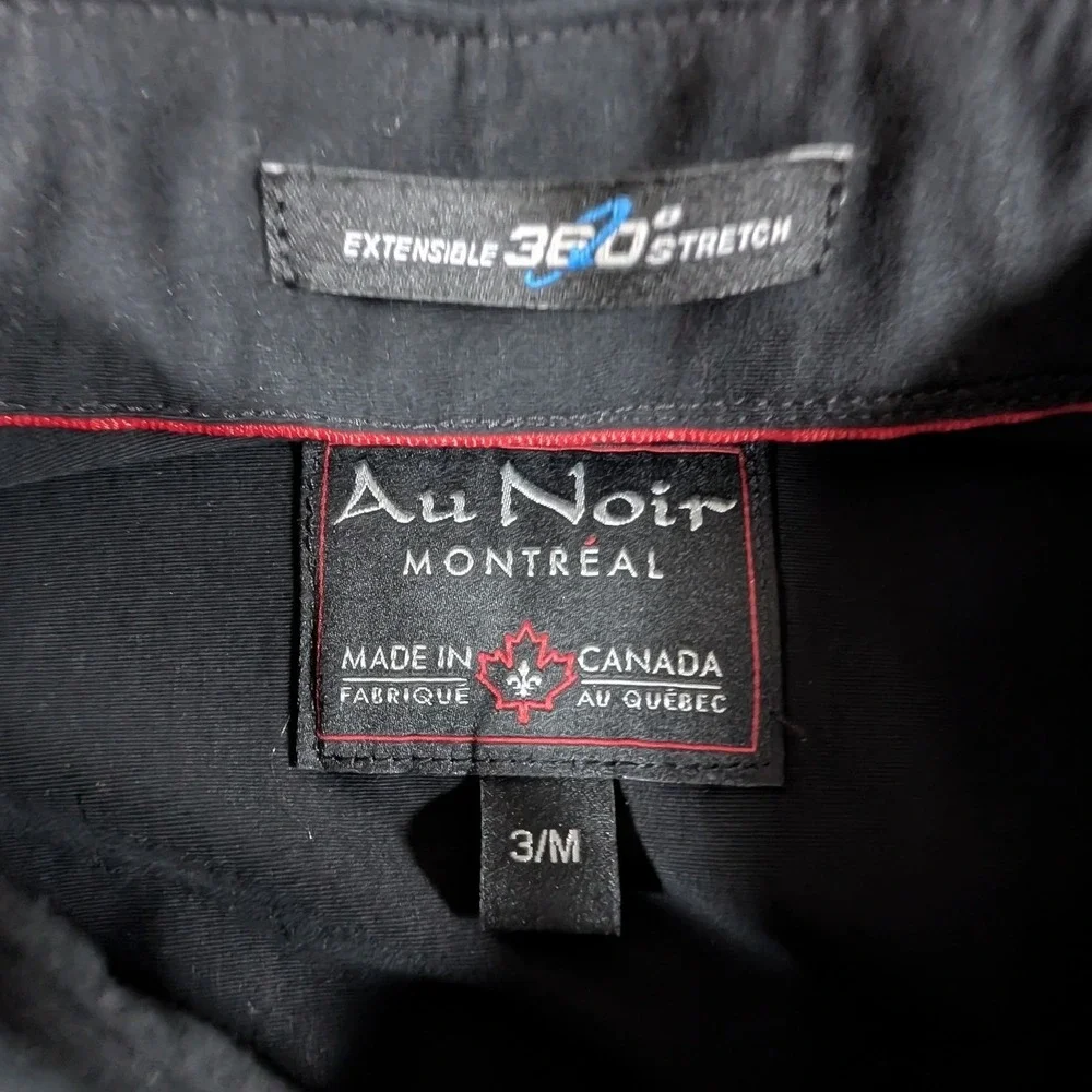 Au Noir Button Down Shirt Mens Medium Black 360 Stretch Long Sleeve Montreal